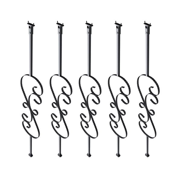 Metal Stair Balusters 44'', 5 Pack - Galvanized Steel Deck Spindles, S Shape Satin Black Railing - Indoor Staircase & Handrail Parts with Shoes & Screws