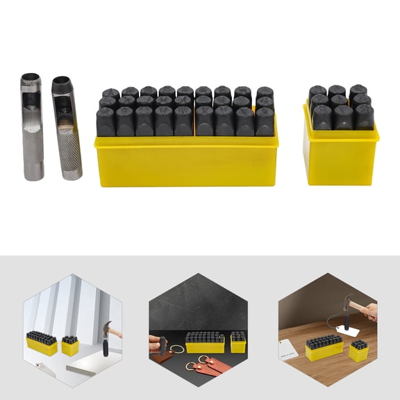 Metal Stamping Kit, 36PCS 1/2" Steel Letter Punch Press Tool Metal Hand Stamp Punches Kit with Hole Punch to Stamp on Metal, Plastic, Wood, Leather (A-Z, 0-8, "&" Symbol)