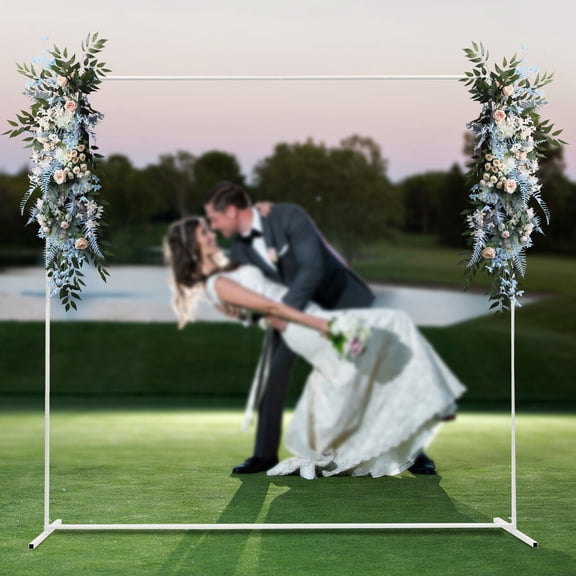 Metal Stand Kit, Backdrop Stand for Wedding/Ceremony/Party Decoration 6.56*1.64*6.56ft White Wedding Backdrop Stand