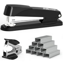 Metal Stapler Heavy Duty 50 Sheet Capacity with 1500 Staples and Staple Remover, Black Stapler Full Strip Staplers for Desk, No Jam, Non-Slip Office Stapler with Staples for Office & Classroom, Black