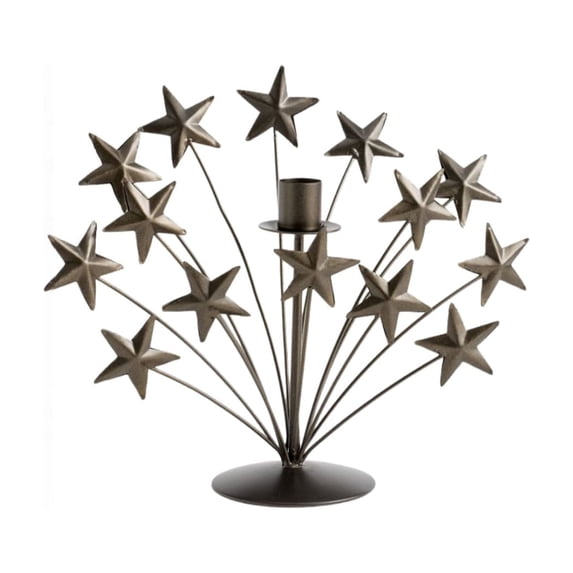 Metal Star Candle Holder, 9" Black Star Candlestick for Fourth of July Patriotic Decor, Tabletop Centerpiece for Independence Day Party Ornaments