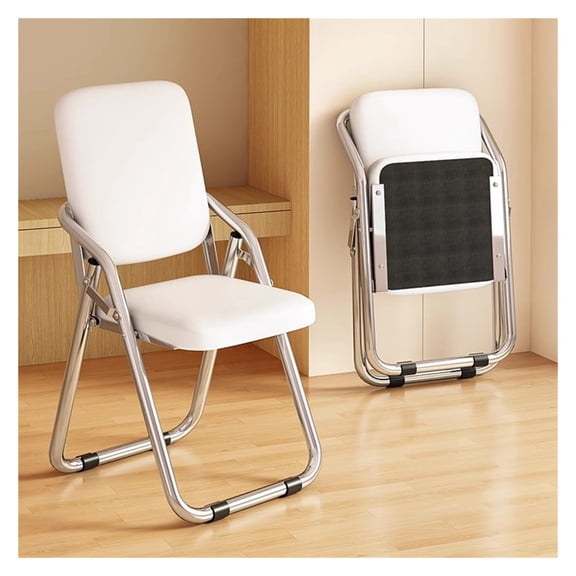 Metal Steel Folding Chairs with PU Leather Padded Cushion Seat,Heavy Duty Folding Extra Chair Portable Simple Chair for Guests Kitchen Office Picnic