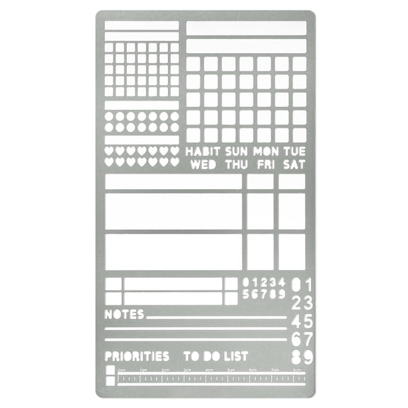 Metal Stencil Bookmark, Stainless Steel Planner Template for Journaling, Daily Planning, Weekly Monthly Spreads, Calligraphy, Drawing, Checklist, Scrapbook, Diary, A5 Journal Fit
