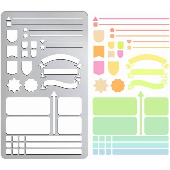 Metal Stencil for Journaling Wood Burning Banners Stencil Stainless Steel Reusable Lists Stencils Wood Carving Dot Journal Stencils Templates Metal Frame Templates for Diary Scrapbook colorful DIY