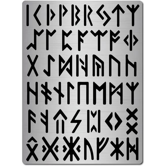 Metal Stencil Stainless Steel Ancient Alphabet Elder Futhark Plantillas Abecedarios Template Gothic Font Lettering Stencils