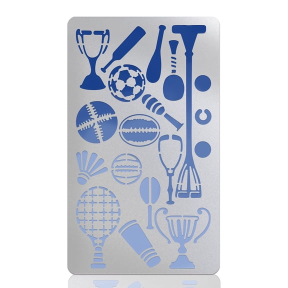 Metal Stencil for Craft Sport Ball Stencil Stainless Steel Reusable Template for Wood Burning Football Baseball Template for Journaling Wood