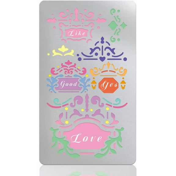 Metal Stencils for Craft Wood Burning Tag Border Stencils Stainless Steel Reusable Templates for Journaling Drawing Airbrush Carving Engraving Scrapbooking 10cm Wide