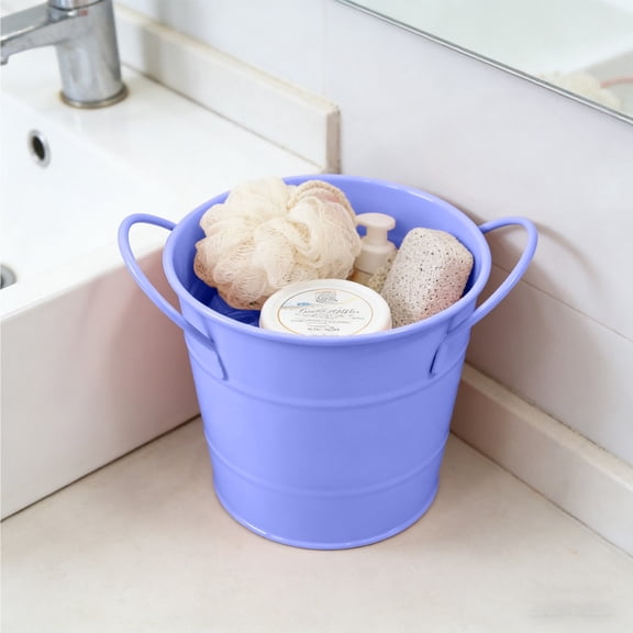 Metal Storage Bucket with Dual Handles – Multi-Purpose Organizer for Bathroom Toiletries, Kitchen Utensils & Desktop Supplies