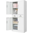 thumbnail image 1 of Metal Storage Cabinet with 1 Lockable Drawer, 71 "H Lockable Steel Filing Cabinet with 2 Adjustable Shelves, Suitable for Offices, garages, Warehouses, Schools, and Homes（White）, 1 of 6