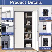 Metal Storage Cabinet with 2 Doors and 4 Adjustable Shelves, 71" Steel Garage Storage Cabinet, Locking Tool Cabinets for Office, Home,School,Kitchen,Garage Tool Utility Cabinet