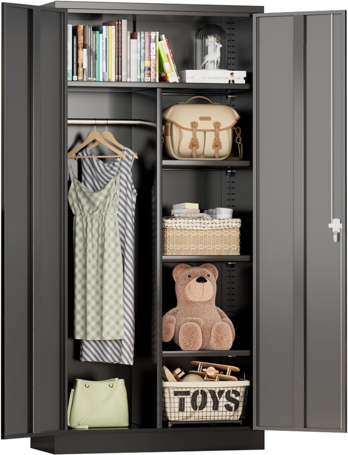 SOLAURA 2-Door Metal Freestanding Wardrobe Cabinet,71