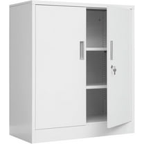 Metal Storage Cabinet, 36.2" H Locking Storage Cabinet with Shelves and Doors for Home Office, Garage, Utility Room, Entryway(White)