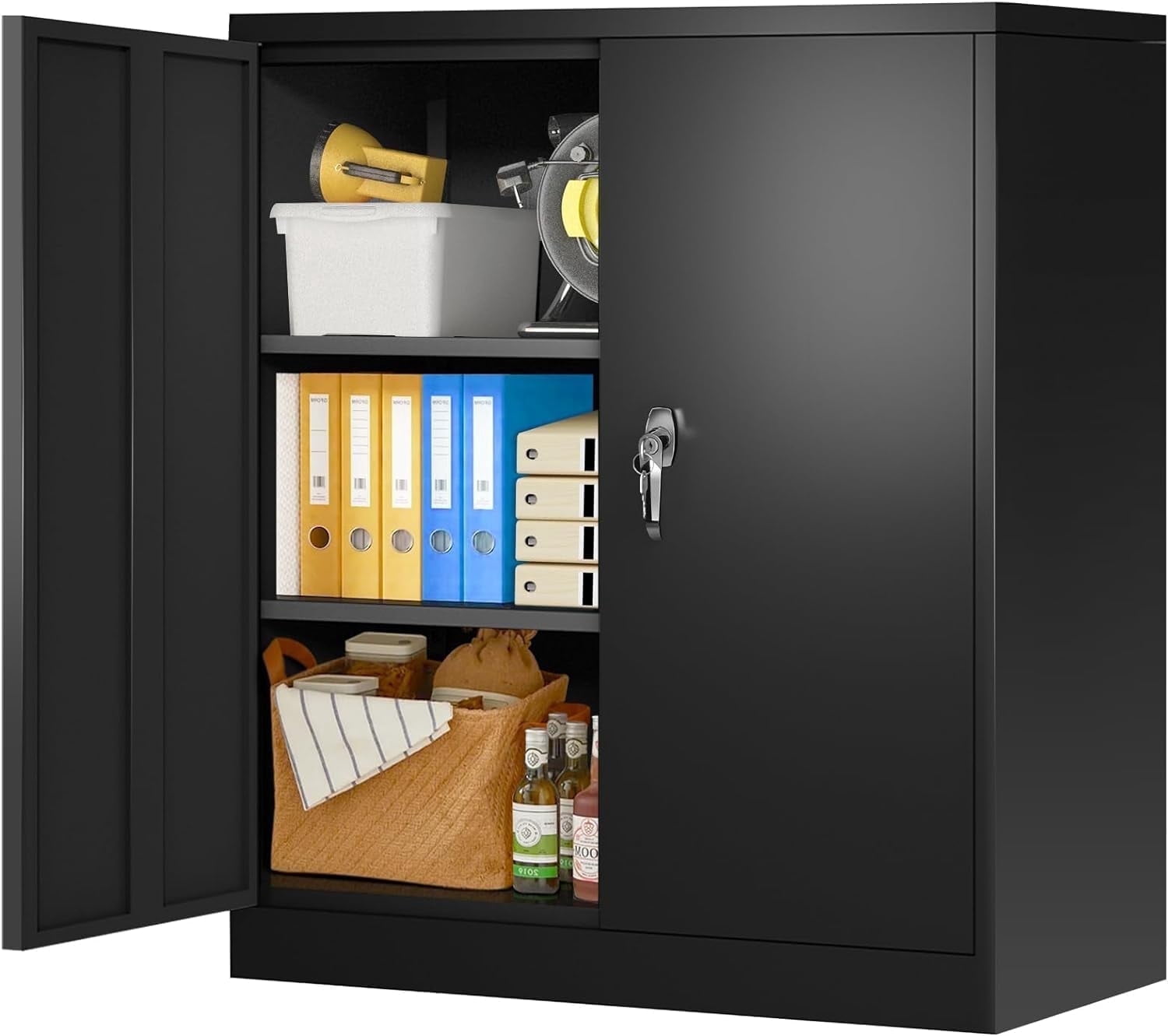 42in Steel Storage Cabinet with Adjustable Shelves, Locking Doors ...