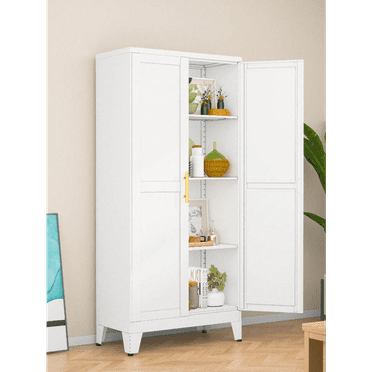 Metal Storage Cabinet - 47.2" Tall Steel File Cabinets With 2 Doors And 3 Adjustable Shelves Versatile Storage Pantry Cabinet For Home Office Warehouse Garage Or Outdoor
