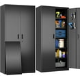 thumbnail image 1 of Metal Storage Cabinet, 71" H×34" W×18" D Garage Storage Cabinet with Pegboard, 5 Adjustable Shelves and 2 Doors for Garage Home Office, Lockable File Cabinet, Black, Assembly Required, 1 of 16