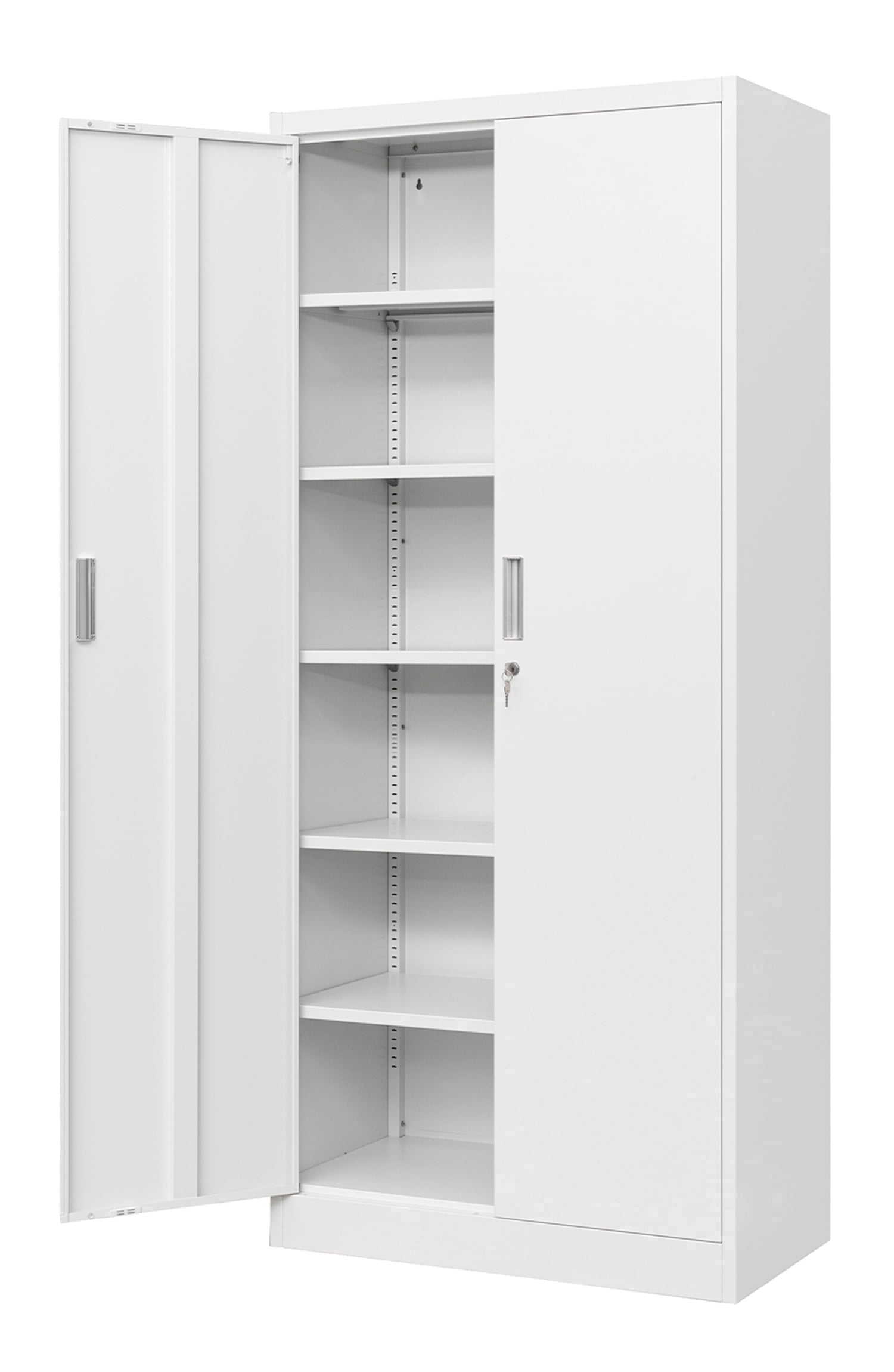 Metal Storage Cabinet, 71" H Locking Cabinet with 5 Adjustable Shelves, Garage Cabinet for Office, Home, Pantry-White