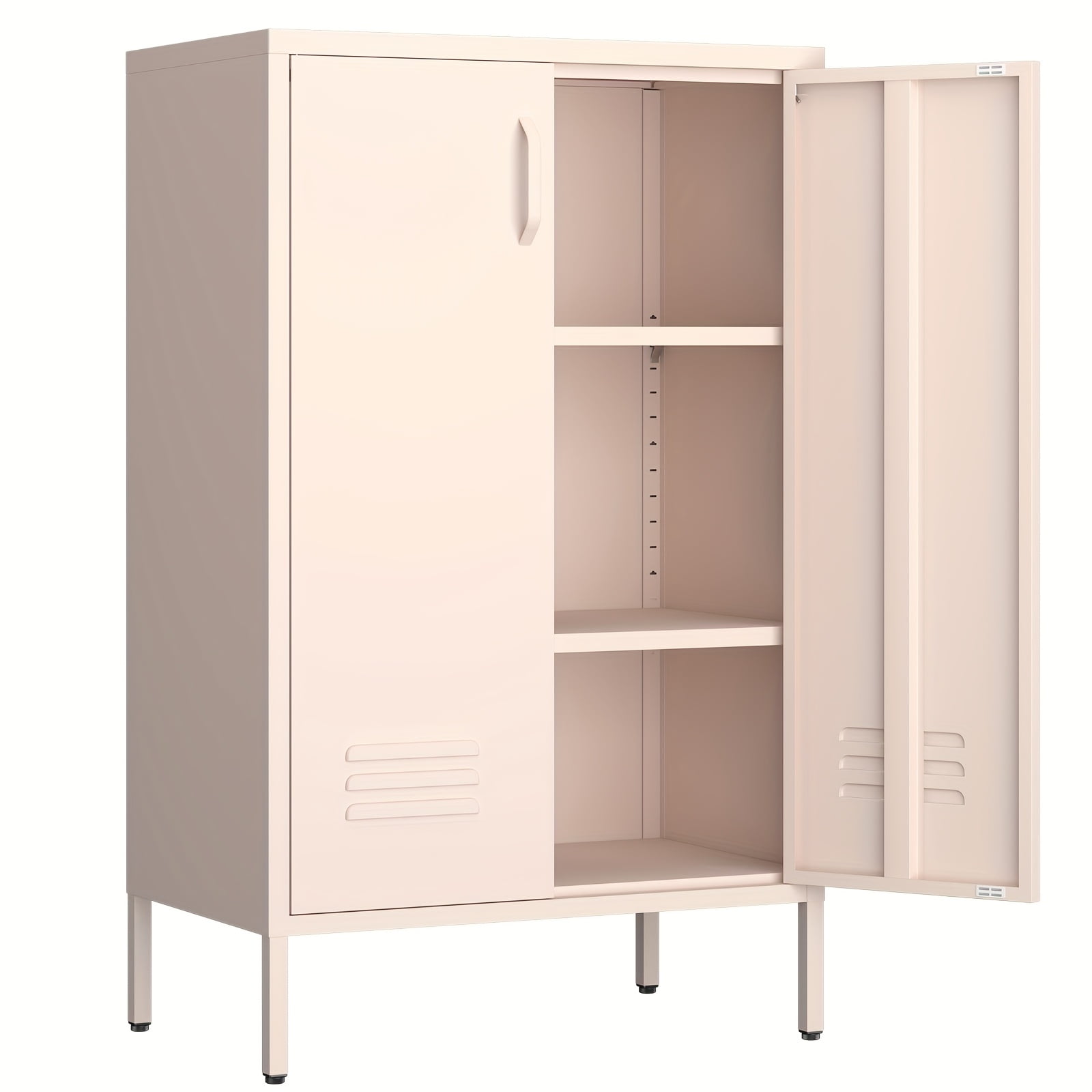 Metal Storage Cabinet With Adjustable Shelf And Doors, Locking Storage ...