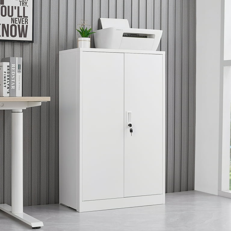 JINS AND VICO Metal Storage Cabinet Lockable Steel White