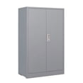 thumbnail image 1 of Metal Storage Cabinet with Door and Adjustable Shelves, Tall Steel Locker with Lockable Doors & Top Cabinet - Garage Storage Cabinet for Office, Garage, Home, Easy Assemble Required, Gray, 1 of 7