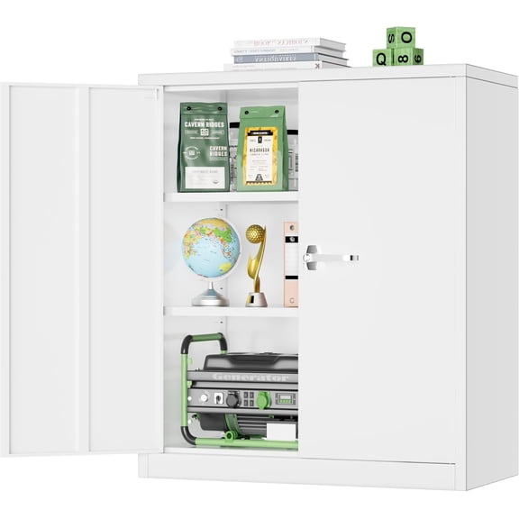Metal Storage Cabinet with Doors and Shelves,Lockable Storage Cabinet for Office,36White Metal Utility Cabinet Garage Cabinets, Lockable File Cabinet for Home Office, Garage, Kitchen, Shop