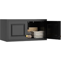 Metal Storage Cabinet with Doors, Small Armoire Wardrobe Closet, Black Storage Wall Cabinet, 15" Tall Clothing Cabinets, Steel Overhead Wardrobe for Bedroom, Laundry Room