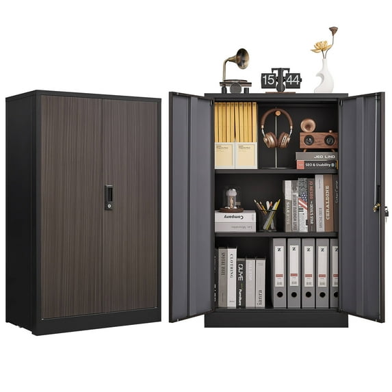 Metal Storage Cabinet File Cabinet Folding Storage Locker Cabinet for Home Office,School,Garage,Brown