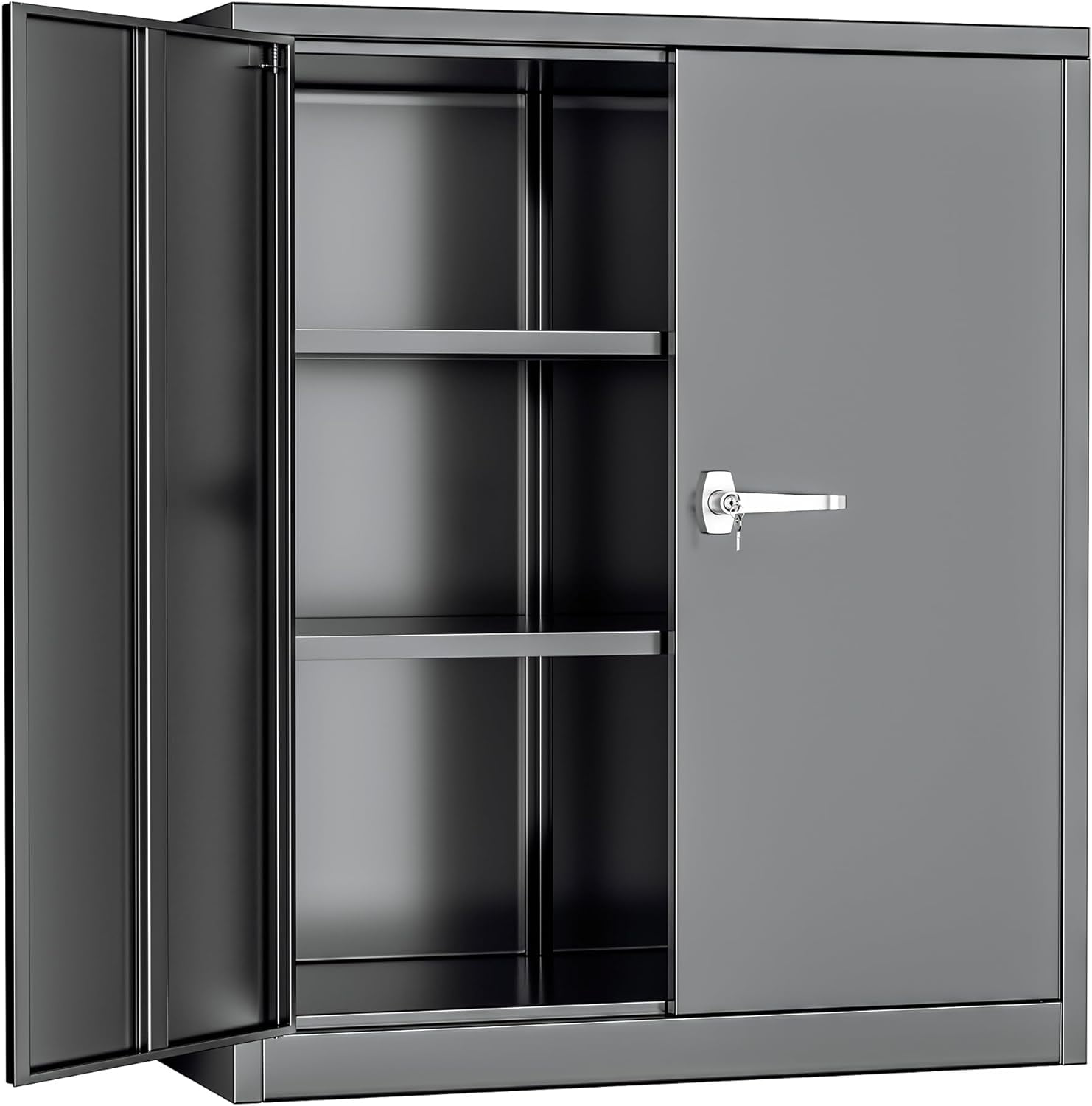 Metal Storage Cabinet with Lock,Black Armoire Wardrobe Closet with ...