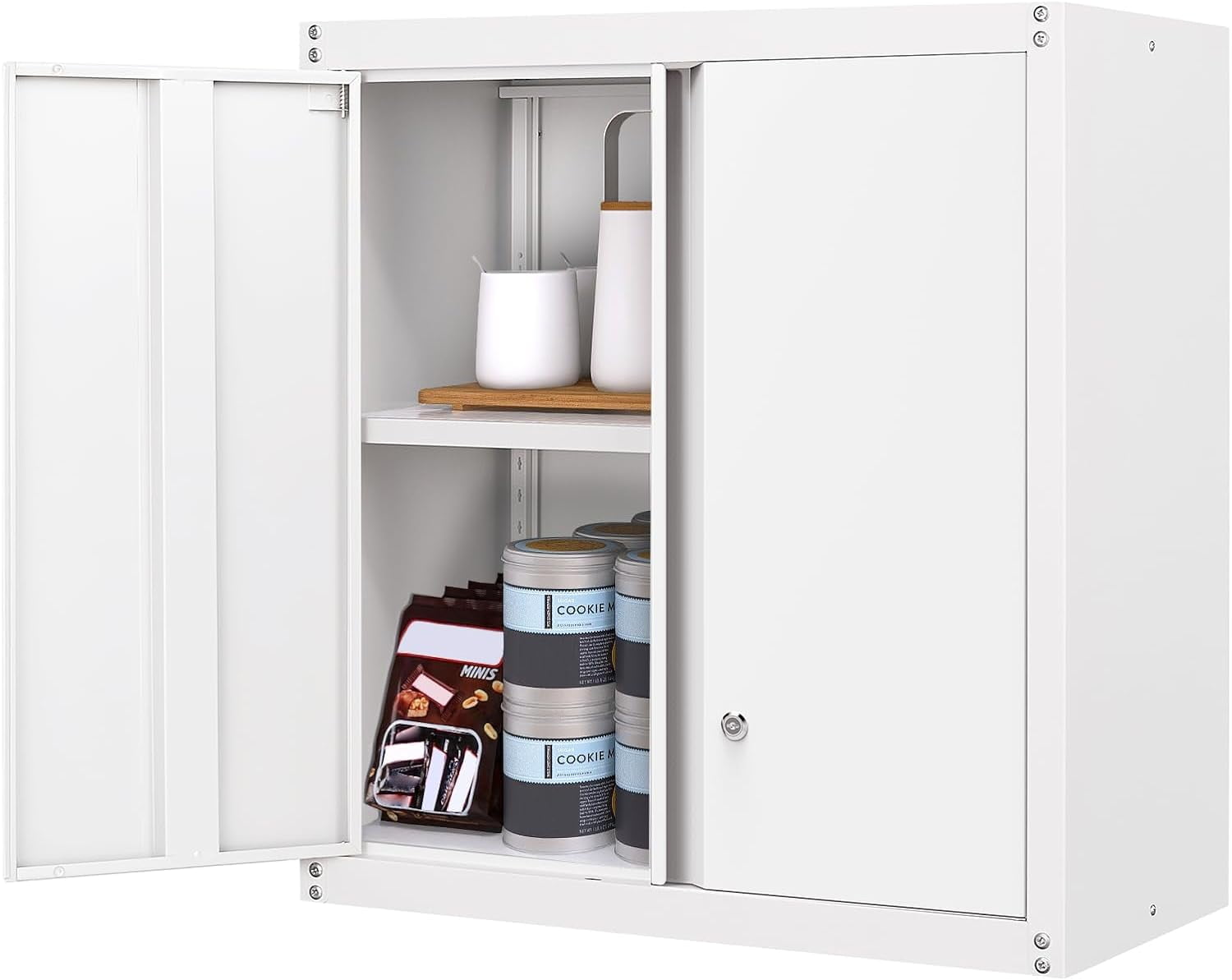 Metal Storage Cabinet with Lock, Kitchen Cabinets Wall Mounted, Steel ...