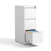 Metal Storage Cabinet with Lock and Two Drawers, 2-Door Office Storage Cabinet with 1 Adjustable Shelves, Heavy Duty Steel File Cabinet for Home, Office, Garage, School Black, 35.5"H On-Site