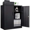 thumbnail image 1 of Metal Storage Cabinet, Lockable Steel Storage Cabinet with 2 Doors and Shelves, Metal Cabinet with Lock, Small Locking Cabinet for Home Office (Black), 1 of 14