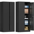 thumbnail image 1 of Metal Storage Cabinet with Locking Doors and 4 Adjustable Shelves,71" Tall Metal Garage Storage Cabinet,Metal Cabinet Storage for Office,Home,Garage,Gym,School (Black/ Required-Assembly), 1 of 8