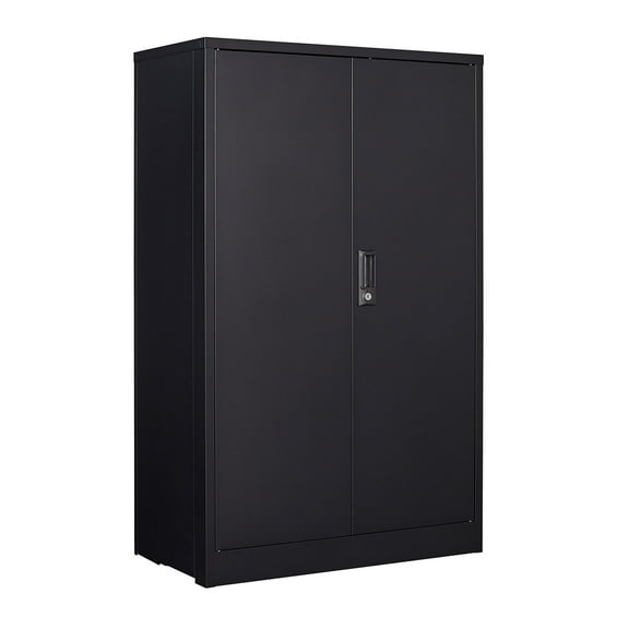 Metal Storage Cabinet with Locking Doors and Adjustable Shelf, 42" Folding Filing Storage Cabinet, Folding Storage Locker Cabinet for Home Office School Garage, Black