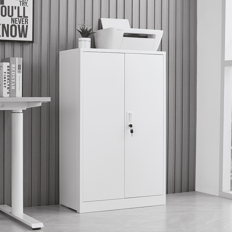 White lockable cabinet discount