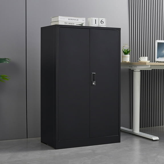 Metal Storage Cabinet with Locking Doors and Adjustable Shelf,Folding Filing Storage Cabinet,Rolling Storage Locker Cabinet for Home Office,School,Black