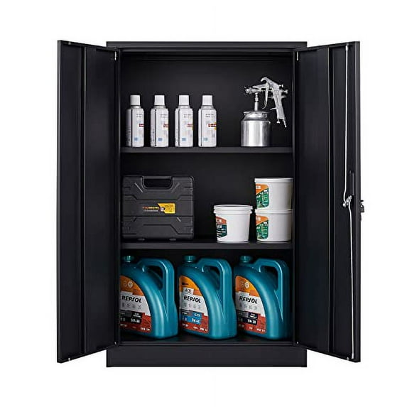 Metal Storage Cabinet with Locking Doors and Shelf, Folding Filing Storage Cabinet with 2 Doors and Lock, Rolling Storage Locker Cabinet for Home Office, School, Garage,Warehouse (