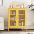 thumbnail image 1 of Elegant 40''H Metal Storage Cabinet with Mesh Doors,Steel Display Cabinet with Adjustable Shelves,Metal Office Storage Locker for Home Office,Yellow, 1 of 7