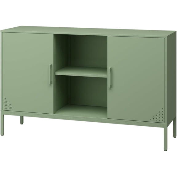 Metal Storage Cabinet,Metal Green TV Stand with Storage,Coffee Bar Buffet Cabinet Kitchen Sideboard Storage with Adjustable Shelves for Living Room Bedroom