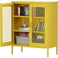 thumbnail image 1 of Metal Storage Cabinet,Metal Locker Storage Cabinet with 2 Mesh Doors and Adjustable Shelves,Metal Sideboard,Pantry Storage Cabinet for Home,Office,Kitchen,Living Room(Yellow 40" H), 1 of 8