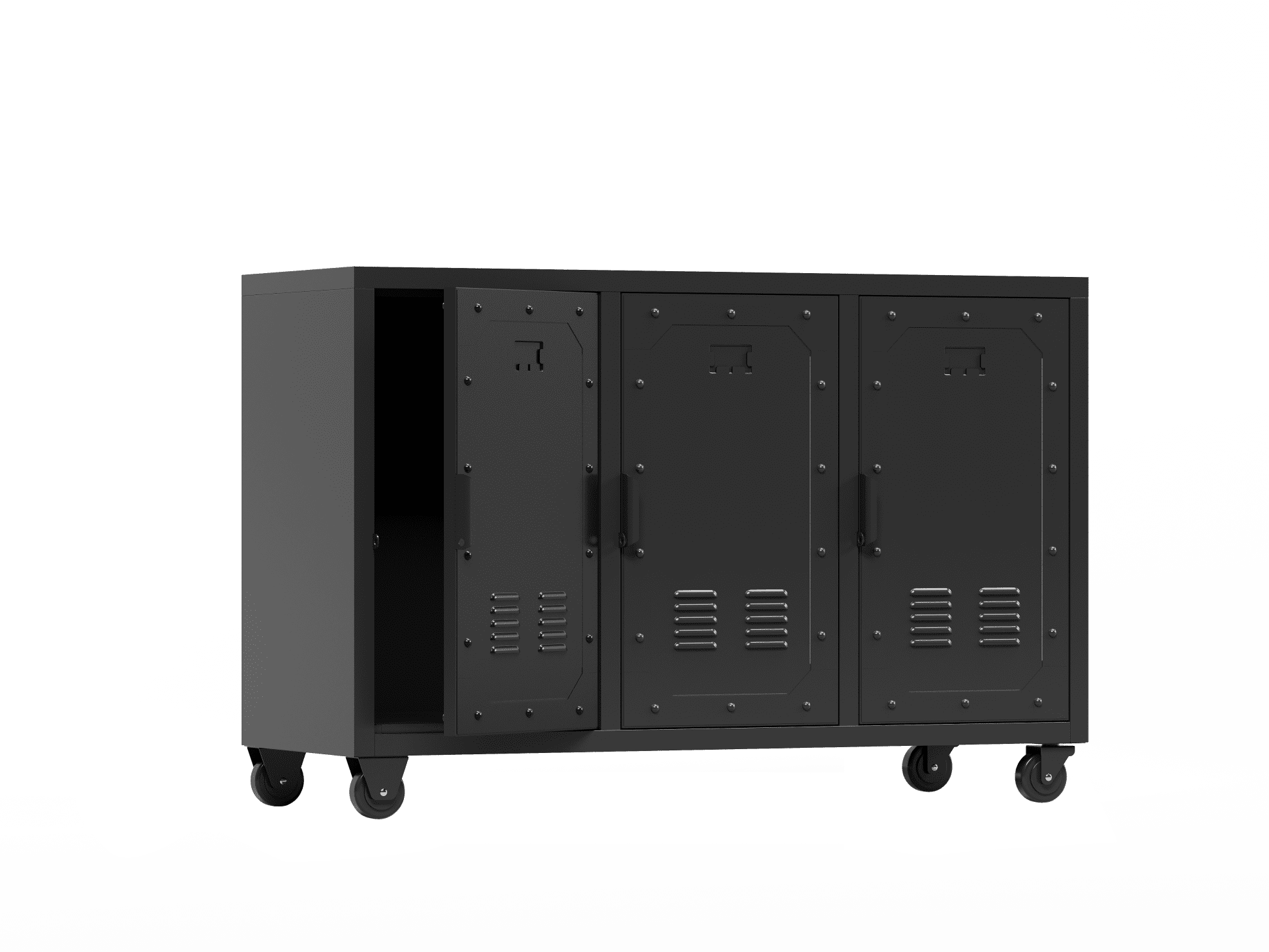 Metal Storage with Wheels, Garage Storage with 3 Doors