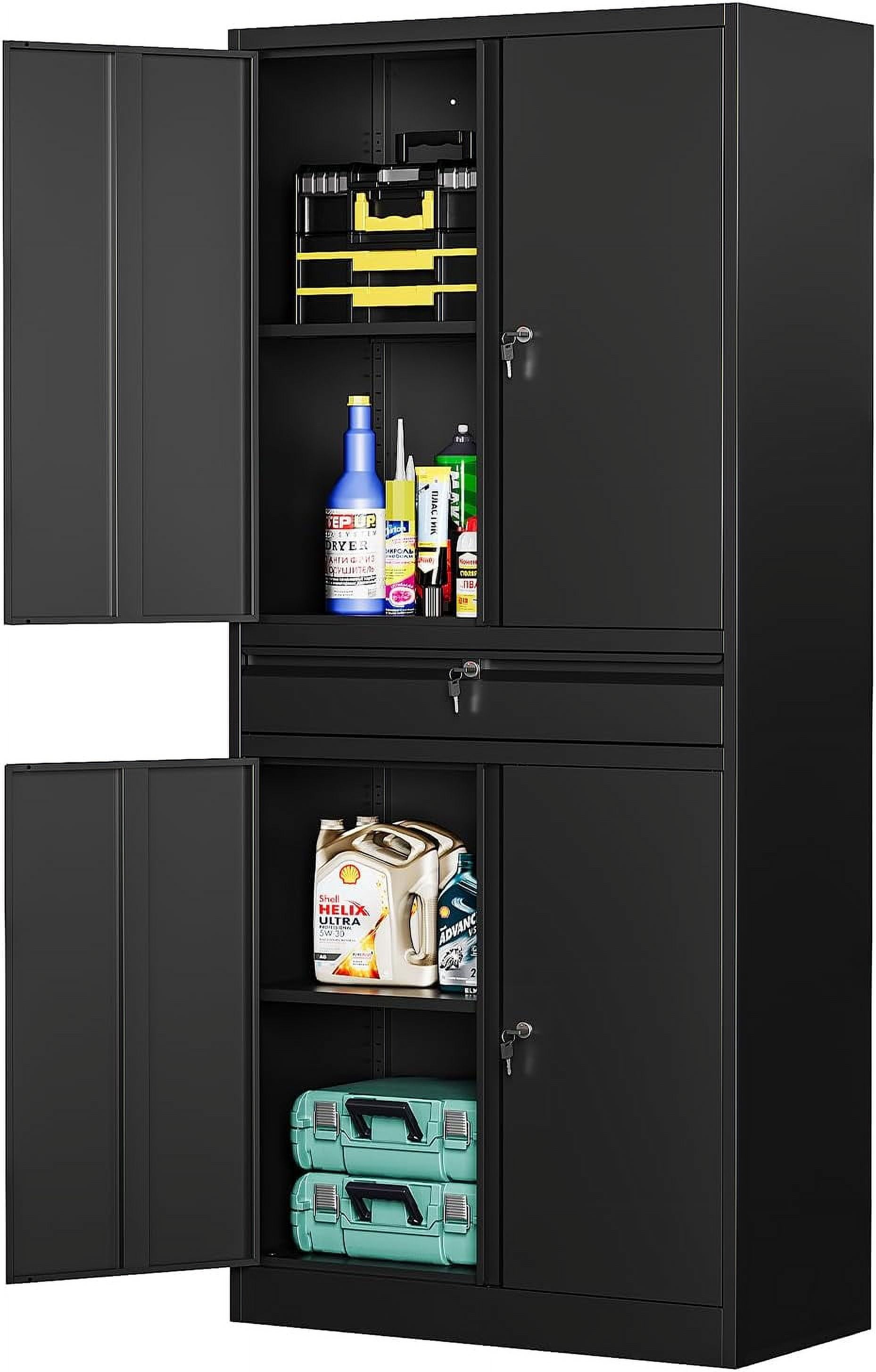 Metal Storage with 2 Doors and 5 Shelves Tall Steel Locking
