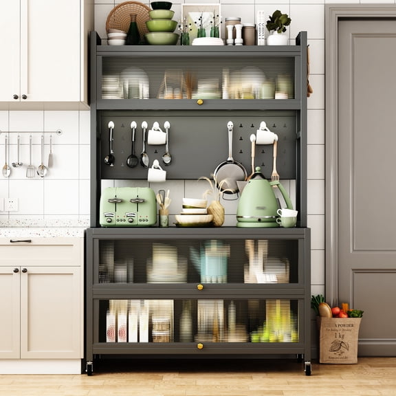 Metal Storage Cabinet with 360 Rotating Wheels - Flexible Storage Options