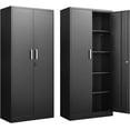thumbnail image 1 of Metal Storage Cabinet with Adjustable Shelves, Garage Cabinet with 2 Lockable Doors, Garage Storage Cabinet, Kitchen Pantry Cabinet - 71'H, Black, 1 of 18