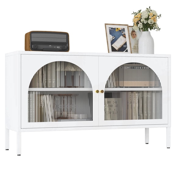 Metal Storage Cabinet with Doors and Shelves,2 Door TV Stand,Accent Cabinet,Metal Locker