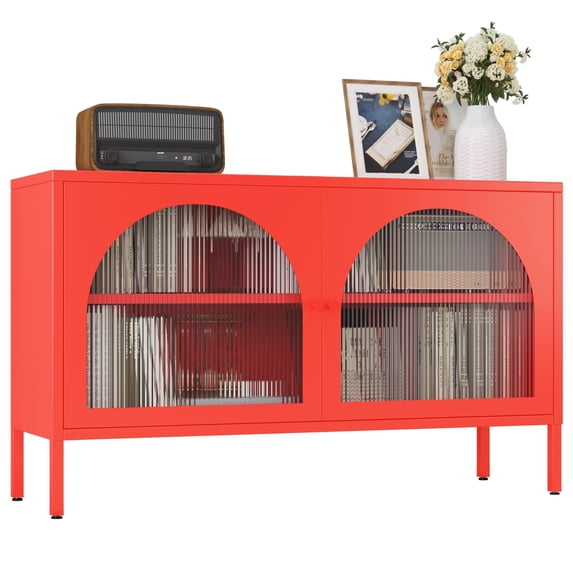 Metal Storage Cabinet with Doors and Shelves,2 Door TV Stand,Accent Cabinet,Metal Locker