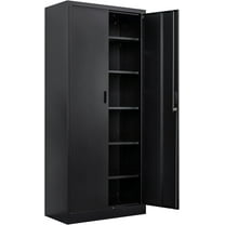 Metal Storage Cabinet with Locking Doors and 5 Adjustable Shelves, Office Steel Cabinet for Garage, Classroom, School, Home, Pantry