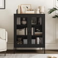 thumbnail image 1 of Elegant 40''H Metal Storage Cabinet with Mesh Doors,Steel Display Cabinet with Adjustable Shelves,Metal Office Storage Locker for Home Office,Black, 1 of 7