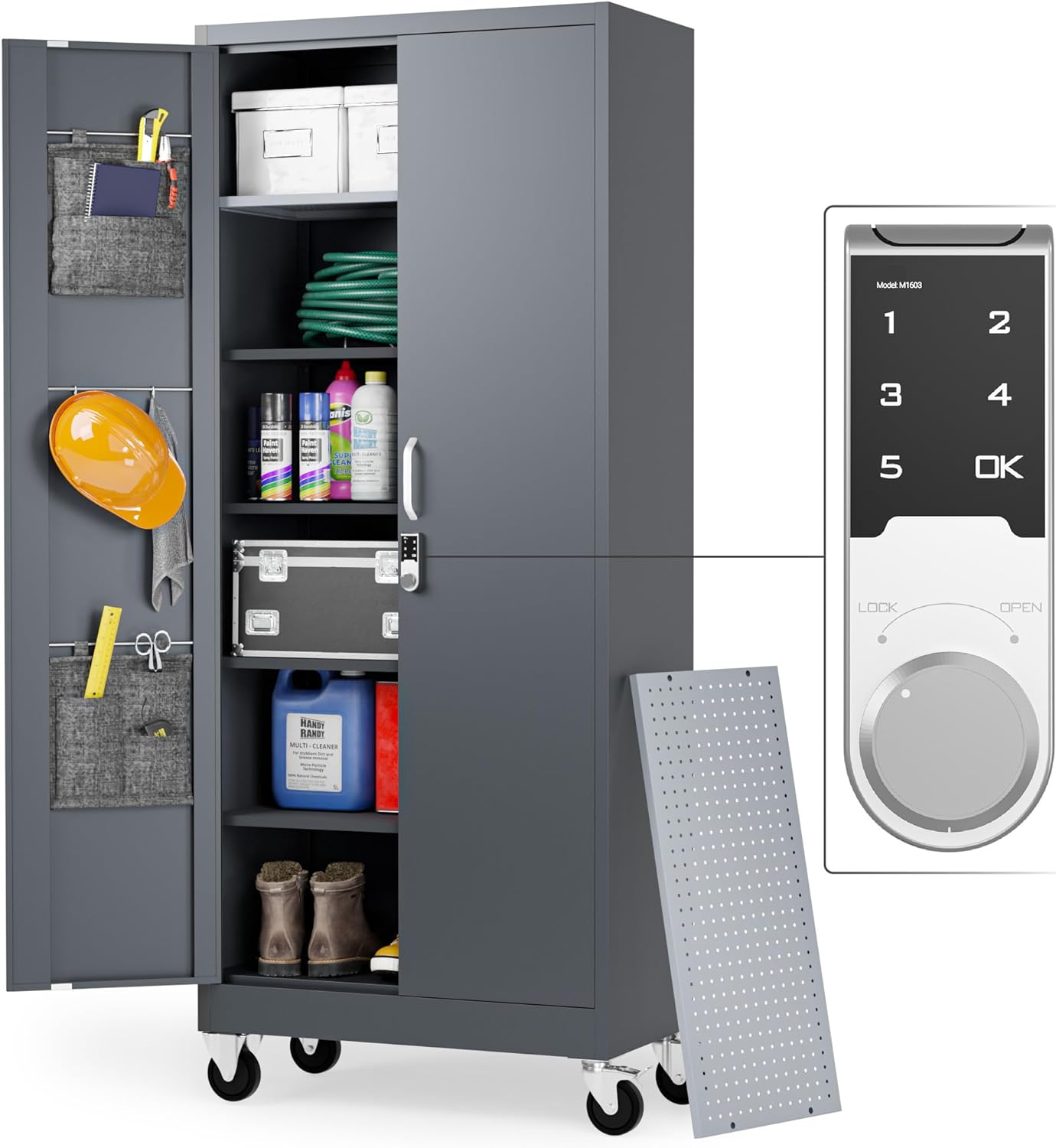 Metal Storage with Wheels Garage Storage with Locking