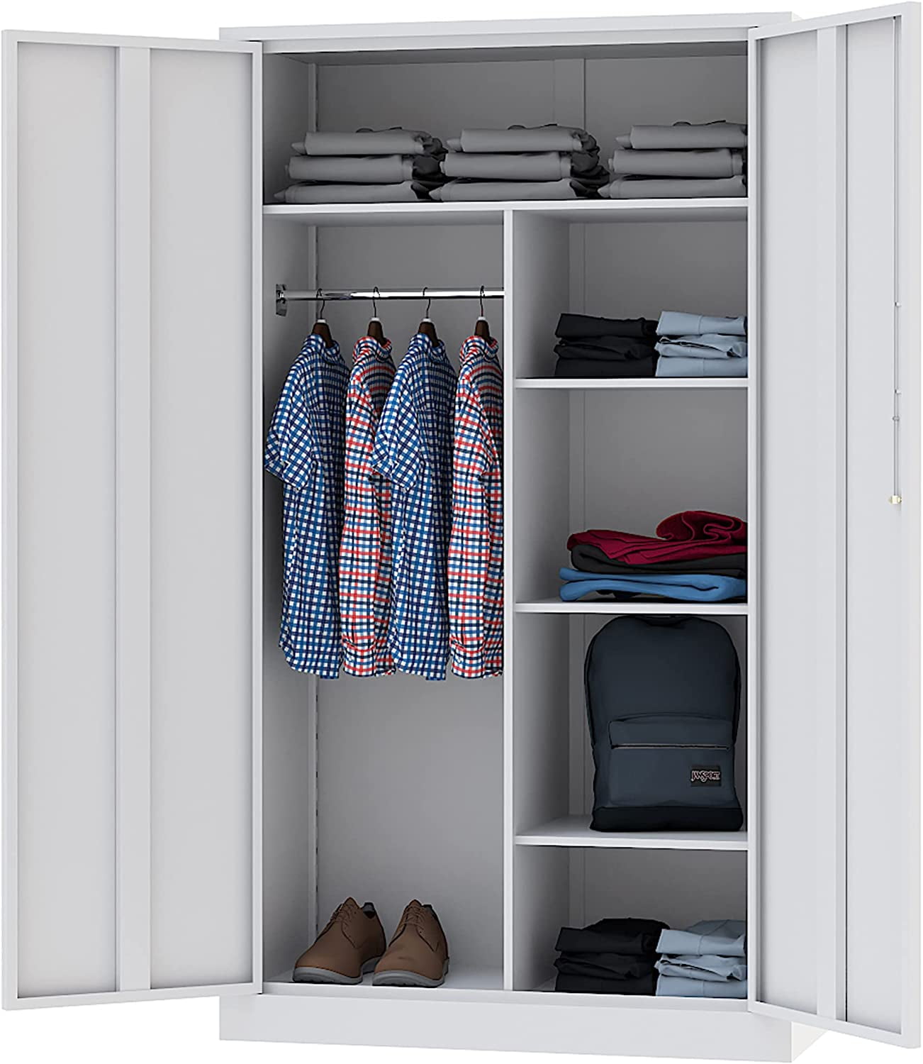 Metal Storage Cabinets Locker with Lock Door, 72'' Clothing Coat Steel ...