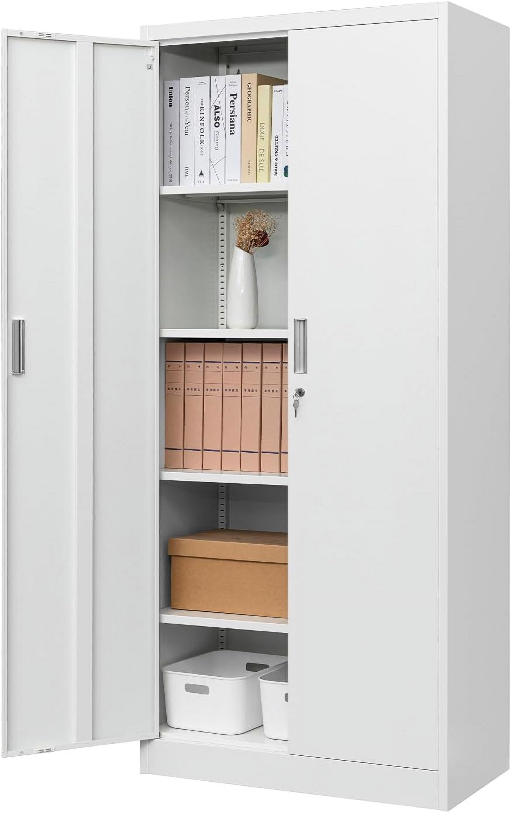 Metal Storage Cabinets with 5 Adjustable Shelves, Locking Storage