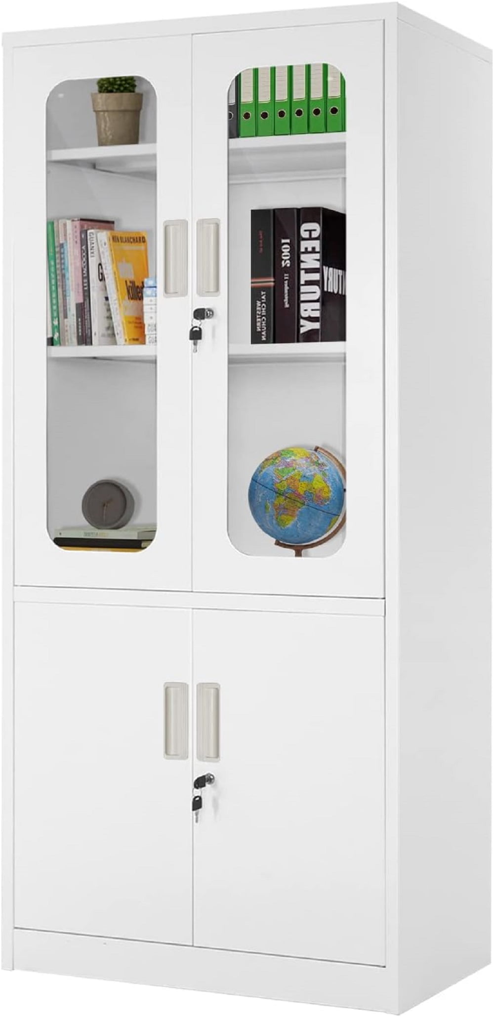 SOLAURA 72'' H Metal Storage with Locking Glass Doors and